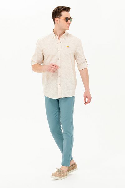 U.S. Polo Assn. Men's Ecru Long Sleeve Shirt 50263598 -Vr019