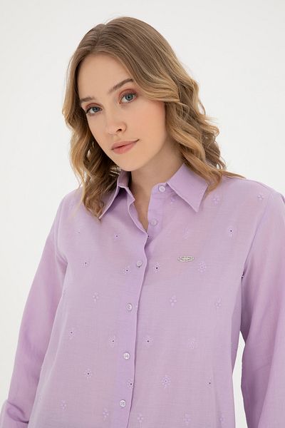 U.S. Polo Assn. Cămașă liliac cu mânecă lungă pentru femei 50283612-VR034
