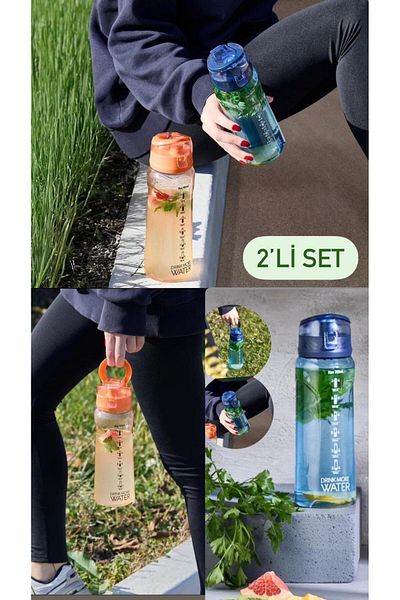 Bayev Detox Set of 2 - 2 700 ml Sports Water Bottles, Leak Proof Men's Water Bottle