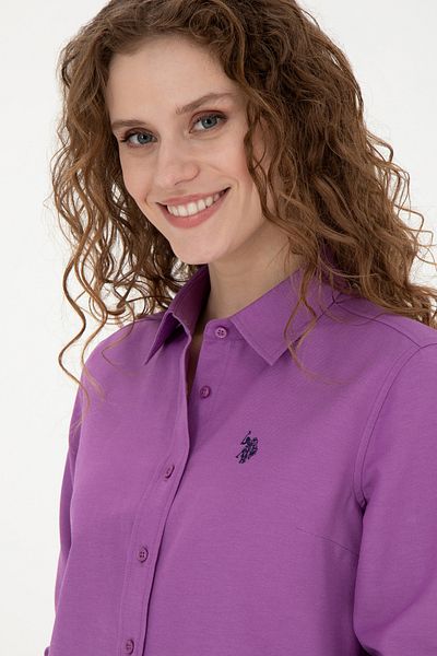U.S. Polo Assn. Cămașă de bază violet cu mânecă lungă pentru femei - 50288851 -VR038