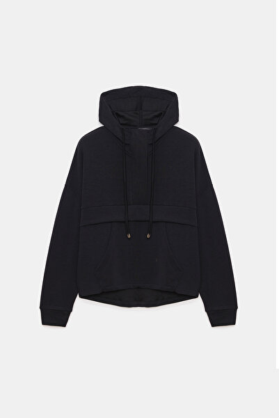 No Matter What Yumuşak Dokulu Cepli Yarım Fermuar Detaylı Sweatshirt