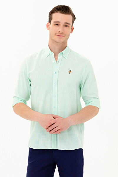 U.S. Polo Assn. Men's Aqua Green Long Sleeve Basic Shirt 50262872-Vr083