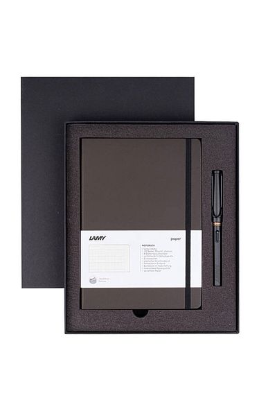 Lamy Safari Matte Black Fountain and Pen-notebook Set - B3ms-17-f