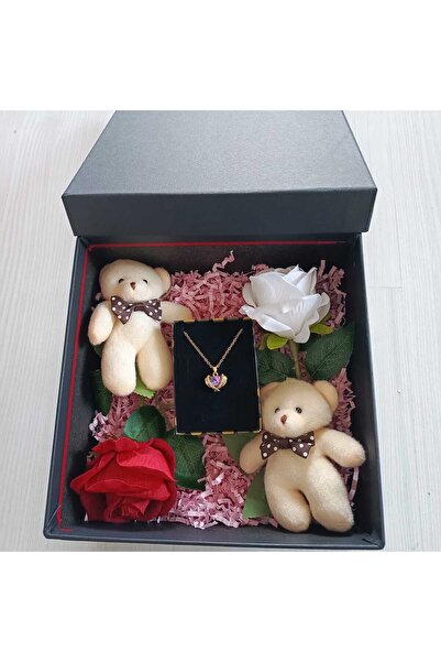 JUPİTER HOME Güllü Kutuda 8 Mart Dünya Kadınlar Günü Mor Kalpli Çelik Kolye 1...