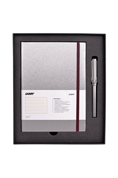 Lamy Sert Kapak A5 Defter Ve Al-star Roller Kalem Seti - Gri
