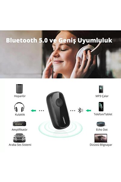 Ugreen Mikrofonlu Aux Bluetooth 5.0 Aptx Araç Kiti