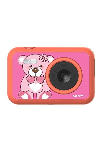 SJCAM Funcam Çocuklar Için Fotoğraf Makinesi Ve Kamera Ayı Desenli Kırmızı