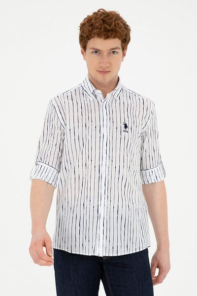 U.S. Polo Assn. Λευκό μακρυμάνικο ανδρικό πουκάμισο - 50283771-VR013