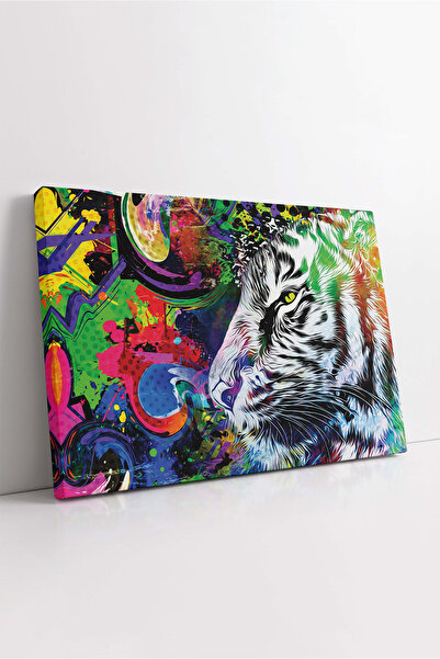 KOSS Dijital Πολύχρωμο πορτρέτο τίγρης ποπ-άρτ σε διακοσμητικό καμβά, αφηρημέ...