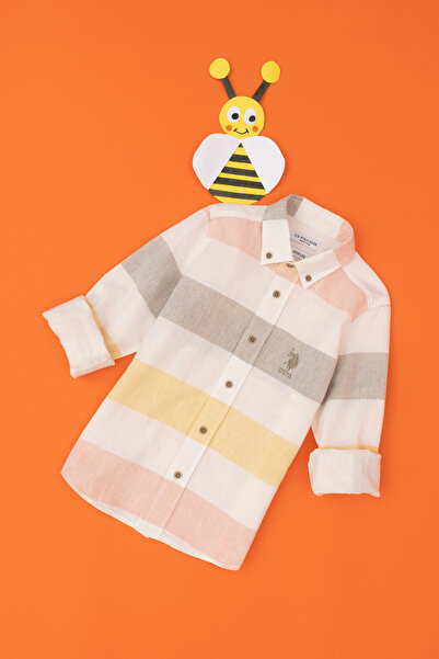 U.S. Polo Assn. Khaki színű fiúing – hosszú ujjú, 50283858-VR027