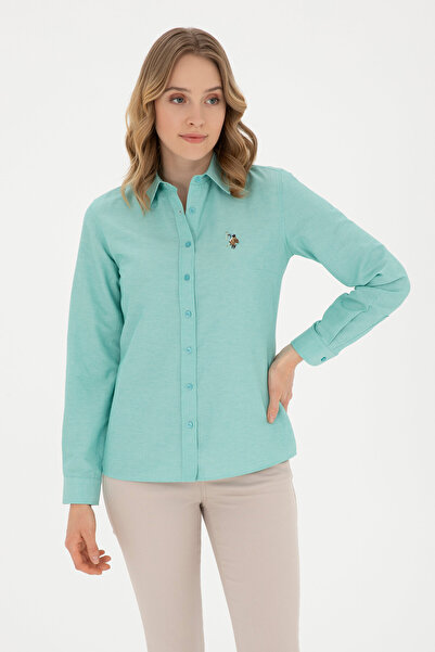 U.S. Polo Assn. قميص نسائي أساسي بأكمام طويلة بلون النعناع 50283992-VR090