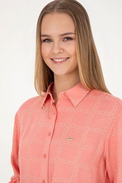 U.S. Polo Assn. Women's Salmon Long Sleeve Shirt 50272152-Vr047