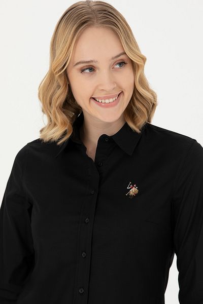 U.S. Polo Assn. Γυναικείο μαύρο μακρυμάνικο πουκάμισο Basic 50271268-VR046