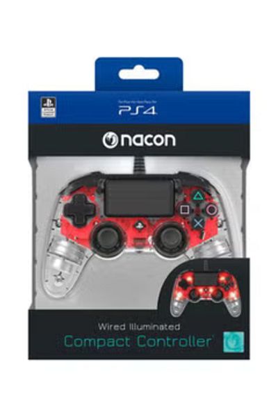 Nacon PS4 Coloured Clear Red Controller