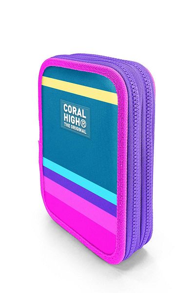 Coral High Παιδική τσάντα μολυβιού διπλής στρώσης σε ροζ παστέλ χρώμα 11136