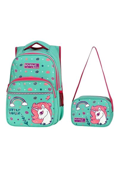 Linea Waddell Little Horse Green 3 Compartment Primary School and Lunch Box - 3003