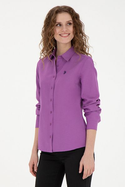 U.S. Polo Assn. Cămașă de bază violet cu mânecă lungă pentru femei - 50288851 -VR038