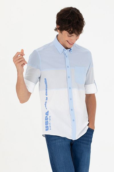 U.S. Polo Assn. Мъжка синя риза с дълъг ръкав 50263758-vr036