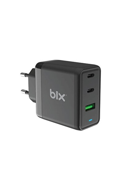 Bix 65W USB Type-C QC 4.0 PD GaN 3 Portlu Hızlı Şarj Cihazı