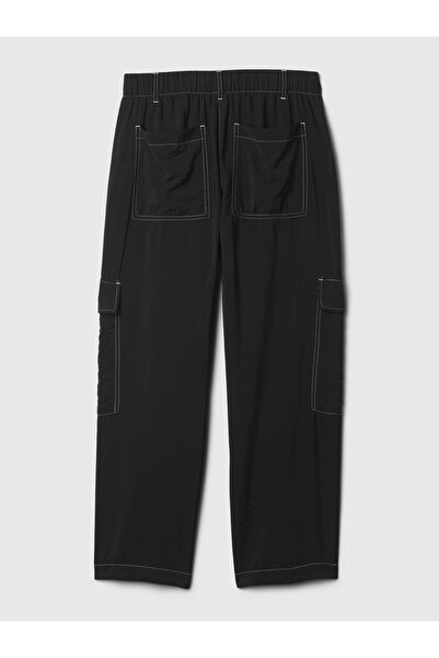 GAP Kadın Siyah Mid Rise Pull-On Kargo Pantolon