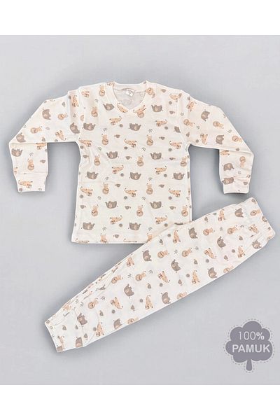 babymiss Long Sleeve Elephant and Lion Patterned Children's Pajamas Set