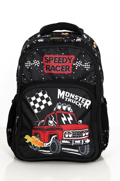 Moricha Set de suport triplu pentru stilou, spate și cutie de prânz pentru băieți, cu imprimeu Speedy Racer pentru școala primară și gimnazială