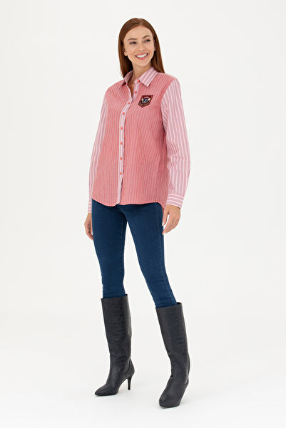 U.S. Polo Assn. Kadın Kırmızı Uzun Kollu Gömlek 50271828-VR030