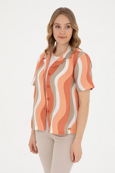 U.S. Polo Assn. Cămașă cu mânecă scurtă pudră pentru femei 50288518-VR042
