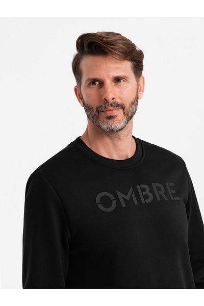 OMBRE Classic men's sweatshirt with inscription - black V4 OM-SSPS-0181 XL