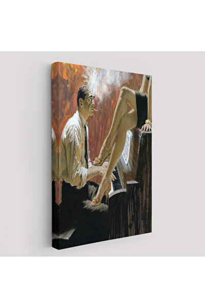 TESORİ TESSİLLİ Piyano Çalan Adam Ve Kadın Duvar Tablosu-6191