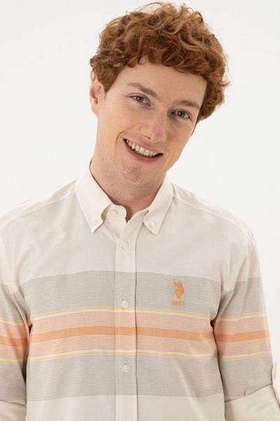 U.S. Polo Assn. Μπεζ ανδρικό πουκάμισο - 50282877-VR042