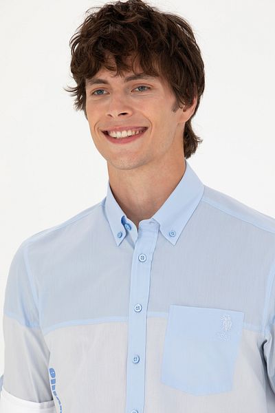 U.S. Polo Assn. Мъжка синя риза с дълъг ръкав 50263758-vr036