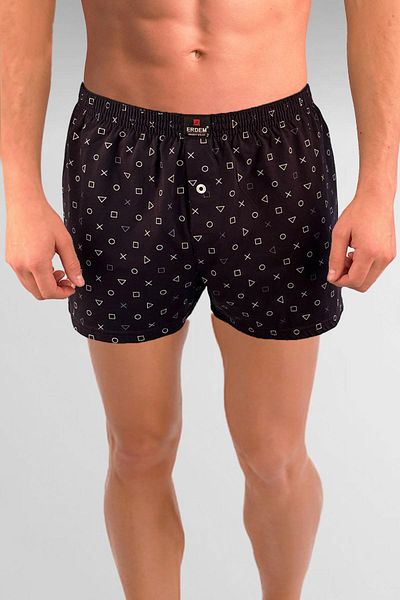 ERDEM İÇ GİYİM Erdem Navy Blue Combed Boxer - 1400YPS με στάμπα και σχέδιο