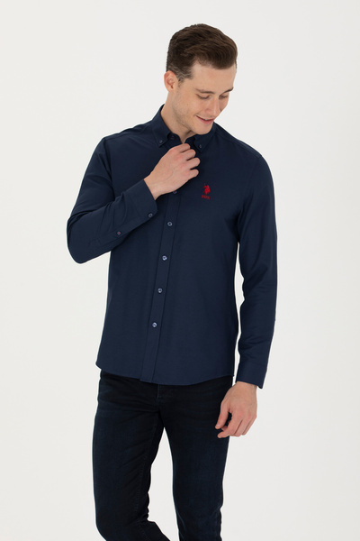 U.S. Polo Assn. Navy Blue Long Sleeve Men's Shirt - 50271293 -Vr033