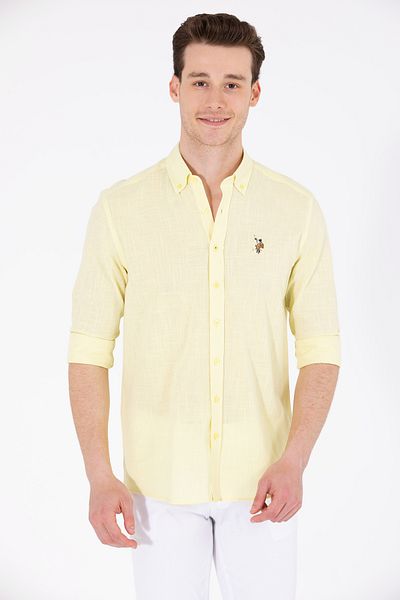 U.S. Polo Assn. Men's Light Yellow Long Sleeve Basic Shirt 50262872 -Vr004