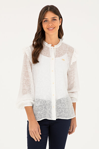 U.S. Polo Assn. قميص نسائي بأكمام طويلة إكرو 50264221 -VR019