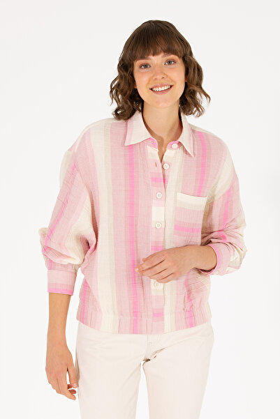 U.S. Polo Assn. قميص وردي بأكمام طويلة للنساء 50264198-VR041