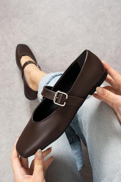 MissPapatya Comfortable Women's Daily Brown Ballerinas