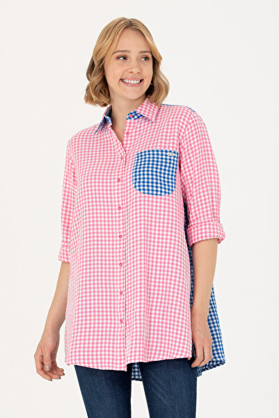 U.S. Polo Assn. Γυναικείο ροζ μακρυμάνικο πουκάμισο τουνίκ 50263647-VR041