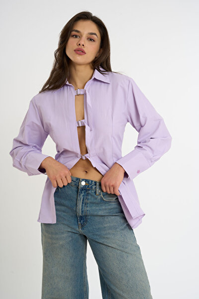 HANIQA Kemer Kapatmalı Siyah Gömlek