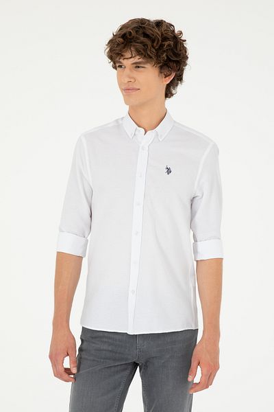 U.S. Polo Assn. Λευκό μακρυμάνικο Basic ανδρικό πουκάμισο -50288629-VR013