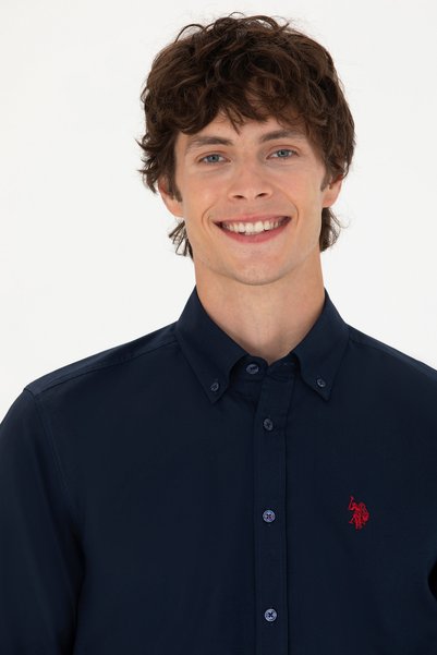 U.S. Polo Assn. Erkek Lacivert Uzun Kollu Basic Gömlek 50271291-VR033