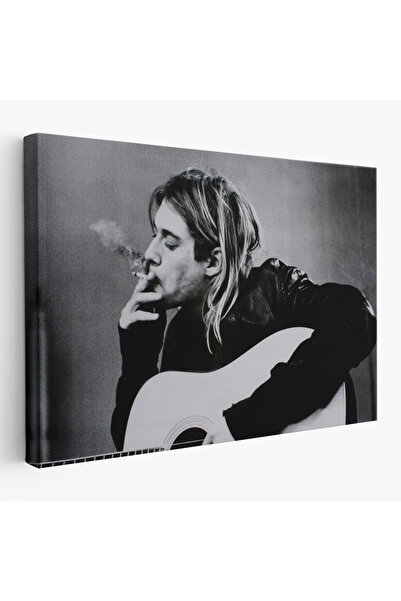 Dropcek eticaret Kurt Cobain Sigara İçen Ünlü Baskı Duvar Sanatı Kanvas Tablo...