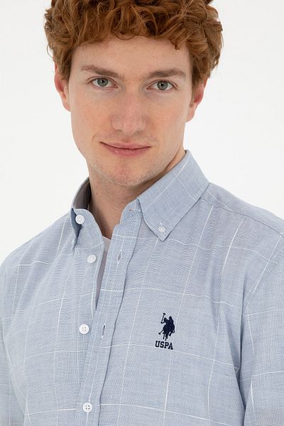 U.S. Polo Assn. Ανδρικό μακρυμάνικο πουκάμισο σκούρο μπλε 50282886-VR032