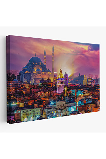 Dropcek eticaret Galata Kulesi Sultan Ahmet Camii ve Şehir Manzara Tablosu-6514