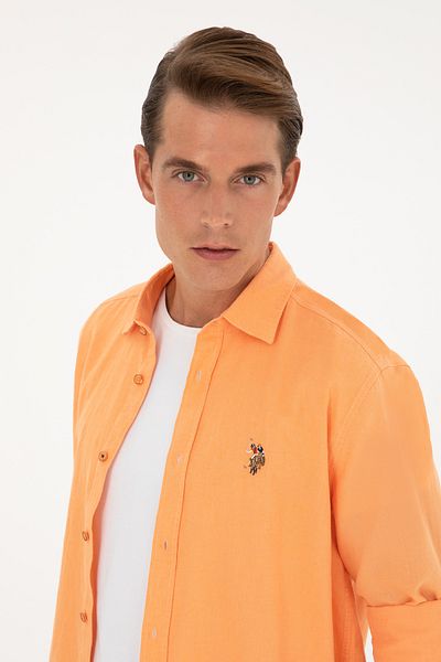 U.S. Polo Assn. Men's Orange Long Sleeve Basic Shirt 50284297 -Vr051