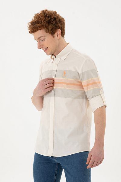 U.S. Polo Assn. Μπεζ ανδρικό πουκάμισο - 50282877-VR042