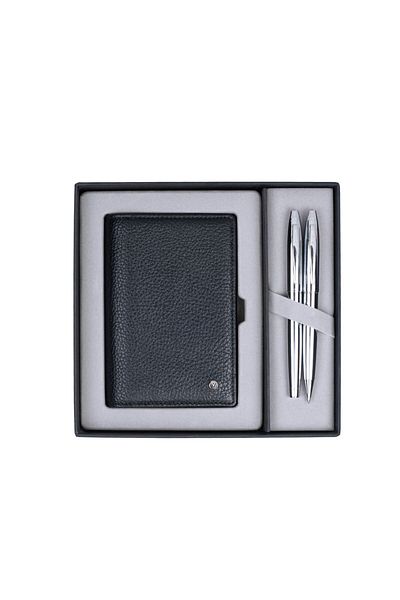 Scrikss Black Chrome Passport Holder - 35 Fountain Ballpoint Pen Dr223