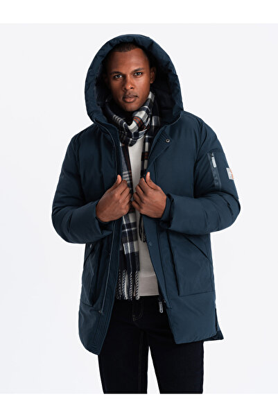 OMBRE Jachetă lungă sezonieră în aer liber pentru bărbați - bleumarin V2 OM-JALJ-0202 XXL