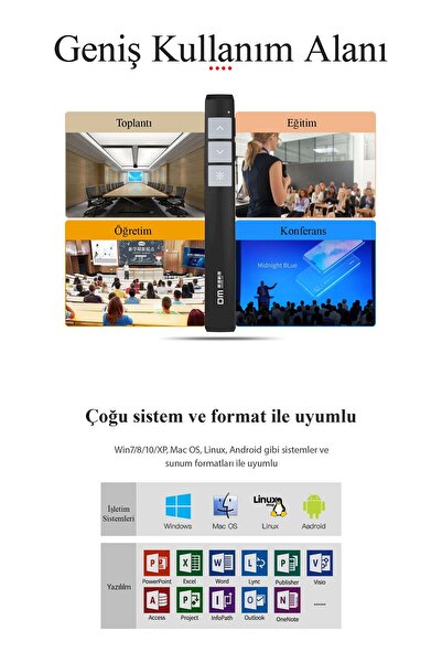 DM Pt003 Şarjlı 200 Metre Işık Mesafeli Lazer Sunum Kumandası